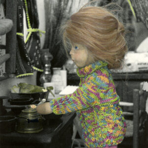 wooden doll Cooking