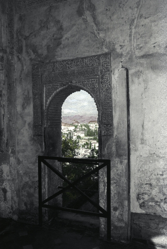 image of decorated doorway with iron gate in the Generalife Spain