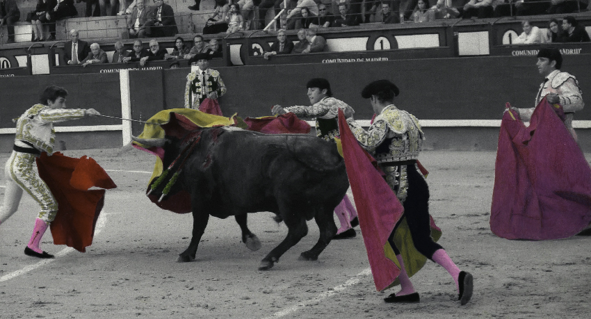 painting of a matador with bull
