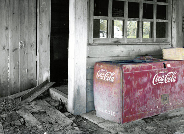 old coke chest in abandoned store