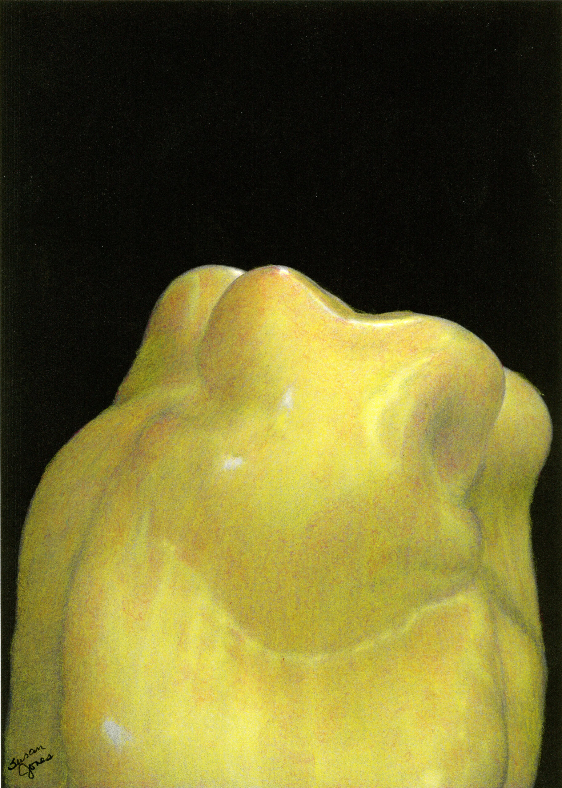 a yellow pepper that looks a lot like Kermit