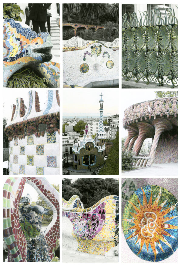 examples of Parc Guell mosaics