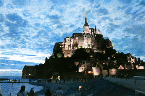Mont Saint-Michel France at night