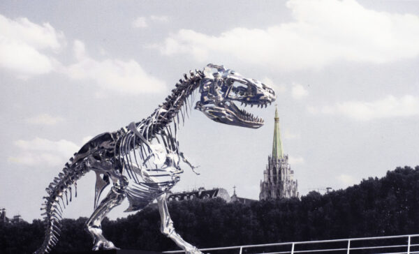 Giant T Rex on the Seine River in Paris